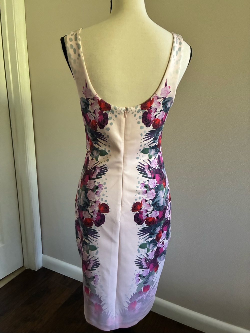 Guess Pale Pink Midi Dress with Floral Print